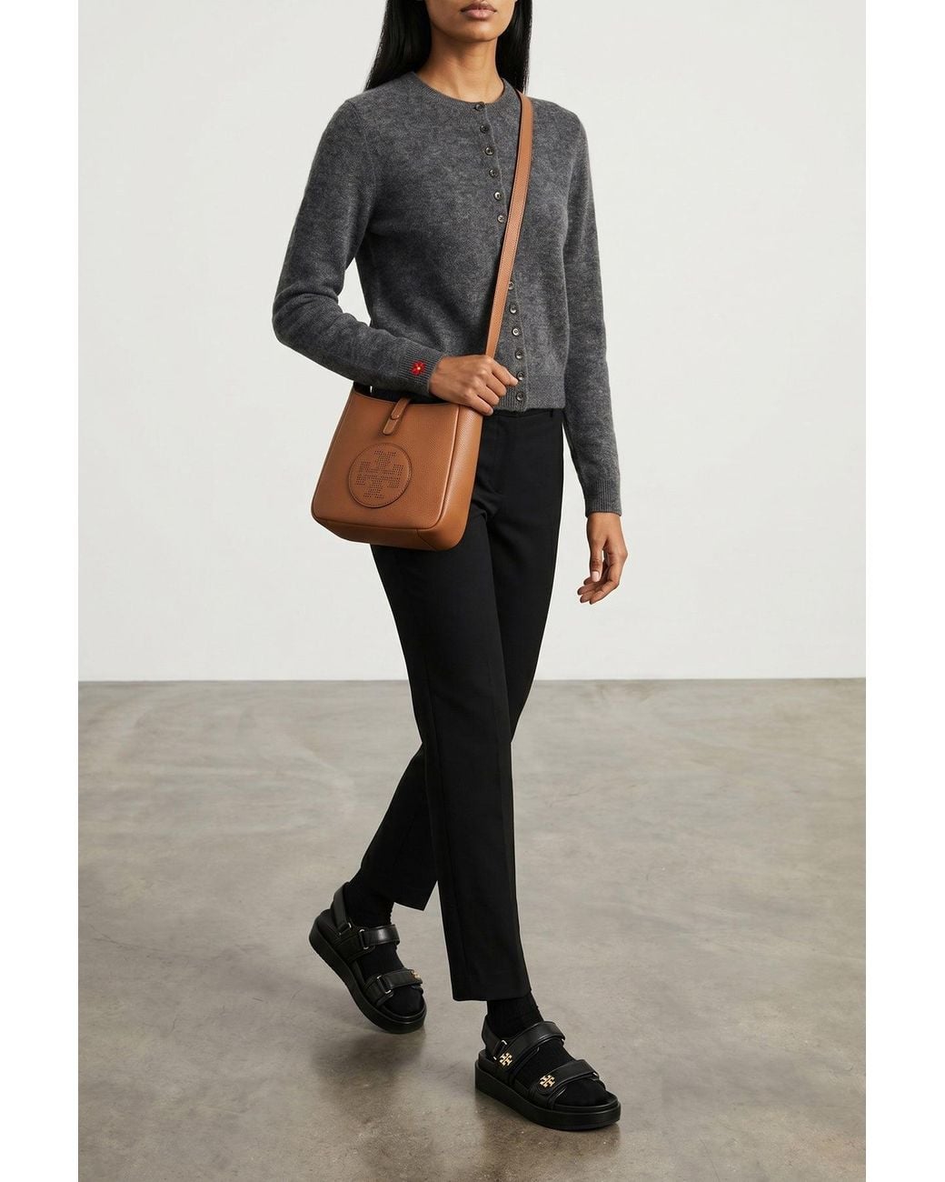 Tory Burch Brown Crossbody Bag With Perforated Logo