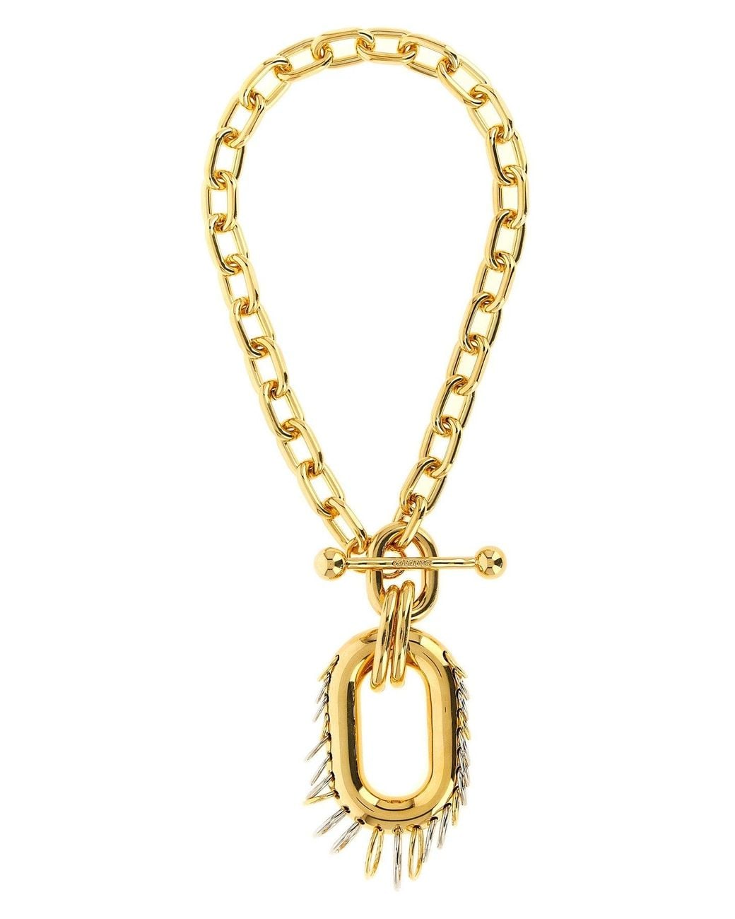 Rabanne Metallic Necklace With Engraved T-Bar