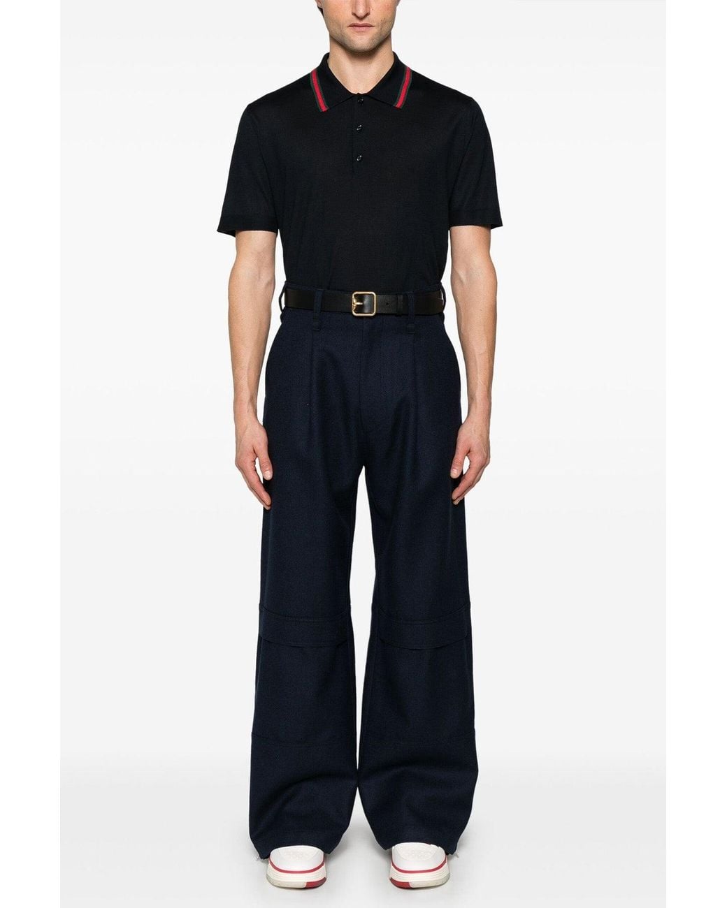 Gucci Blue Polo Shirt 'Web Ribbon' for men