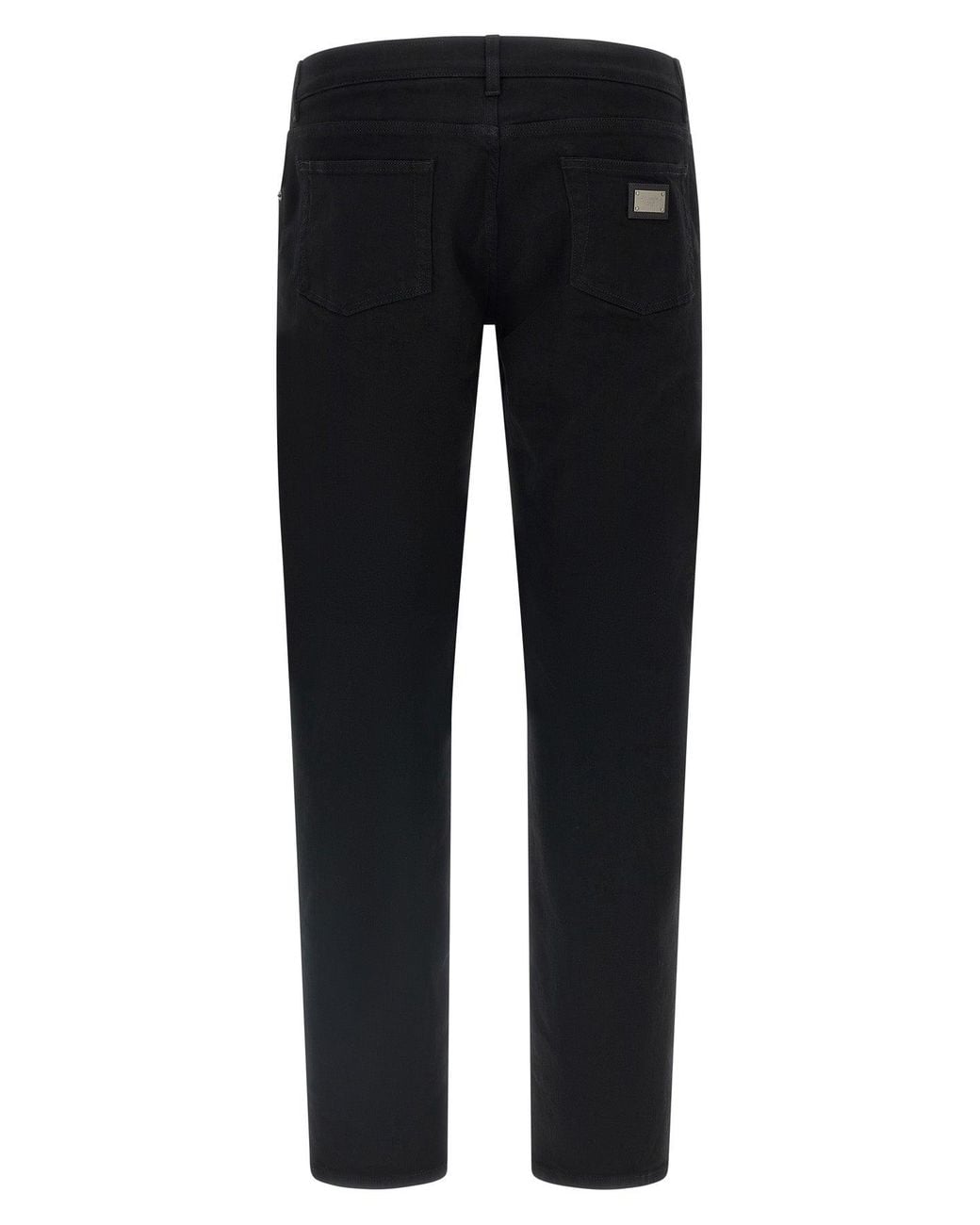 Dolce & Gabbana Black Structured Cotton Jeans With Logo Plaque for men