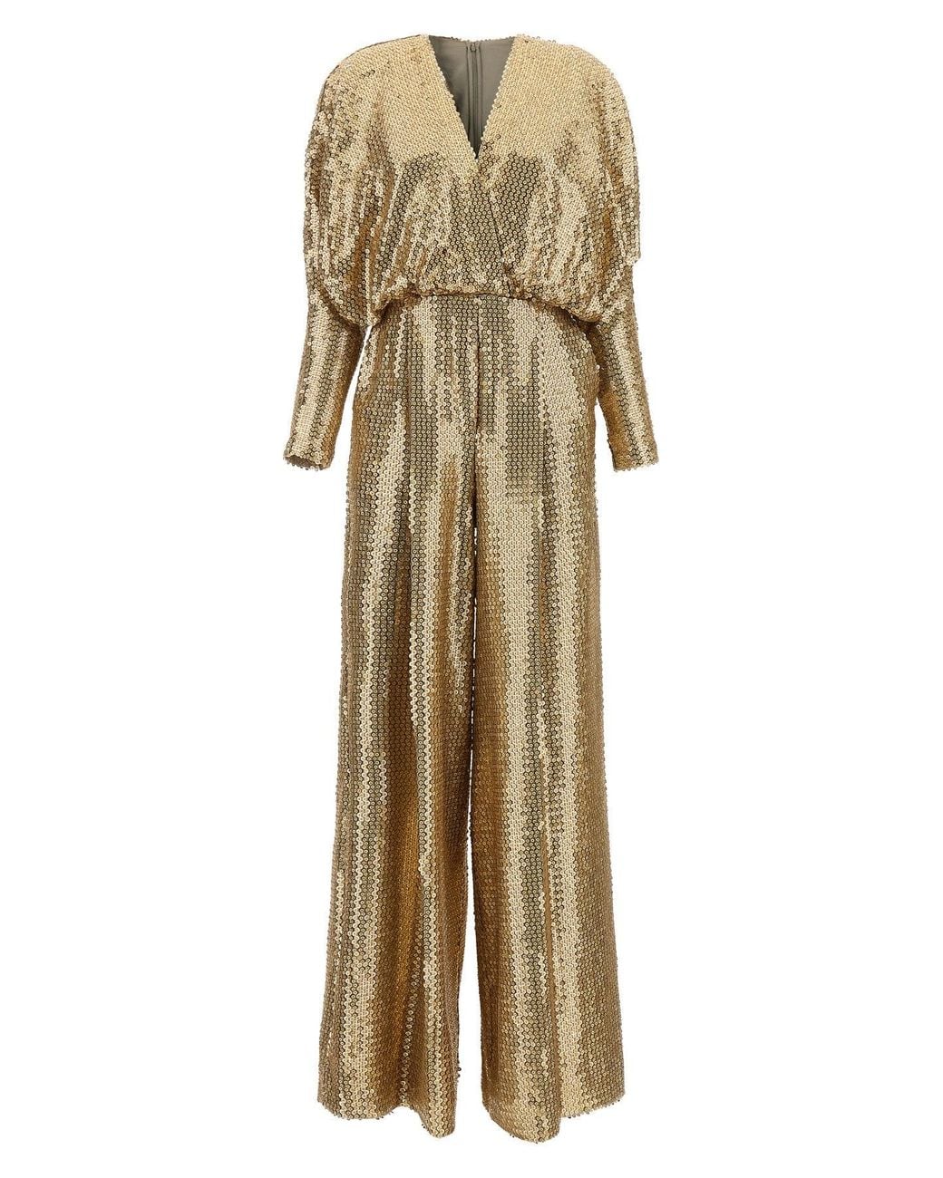 Elie Saab Natural Sequined Jersey Jumpsuit
