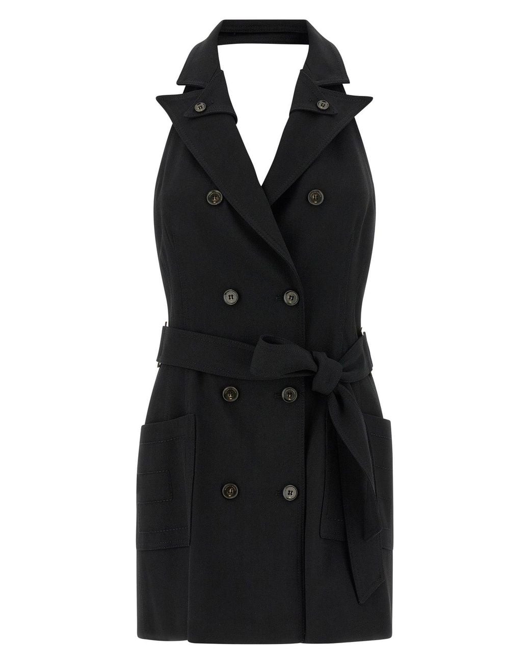 Elisabetta Franchi Black Double-Breasted Vest Dress