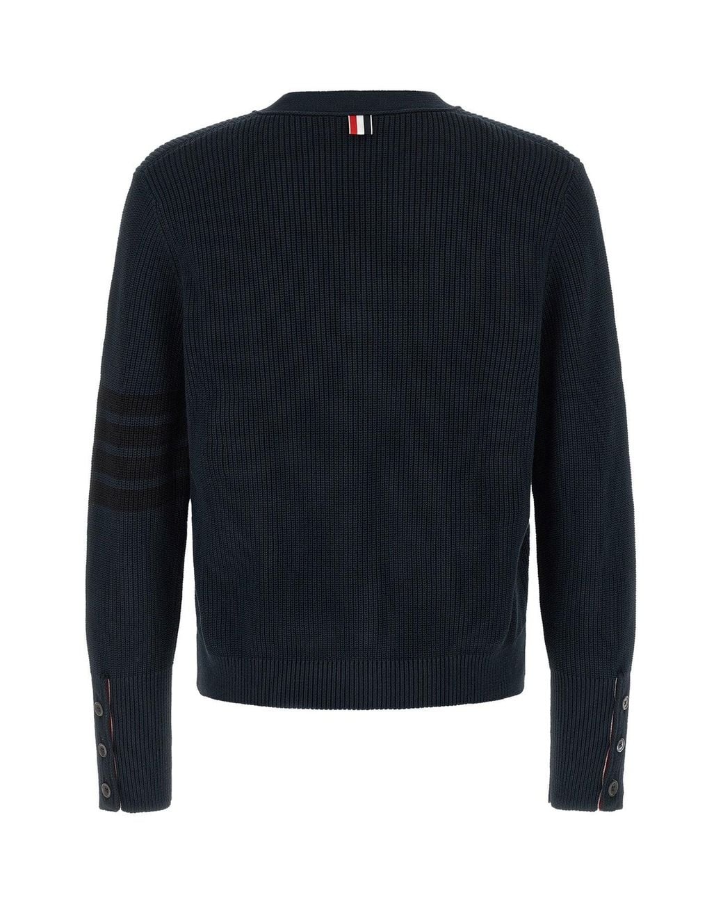 Thom Browne Blue Ribbed Cotton Cardigan for men