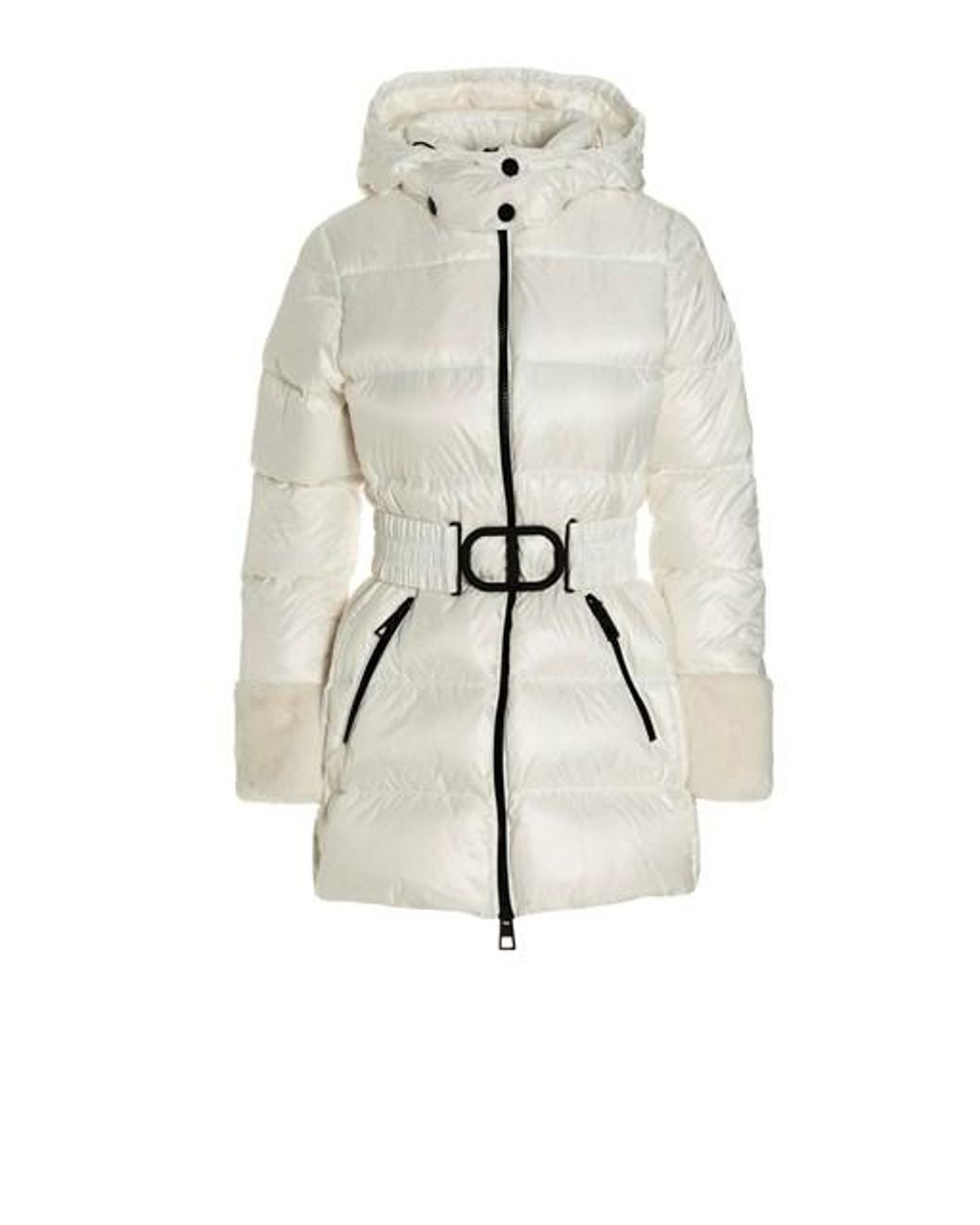 Twin Set Hooded Belted Puffer Jacket in White | Lyst