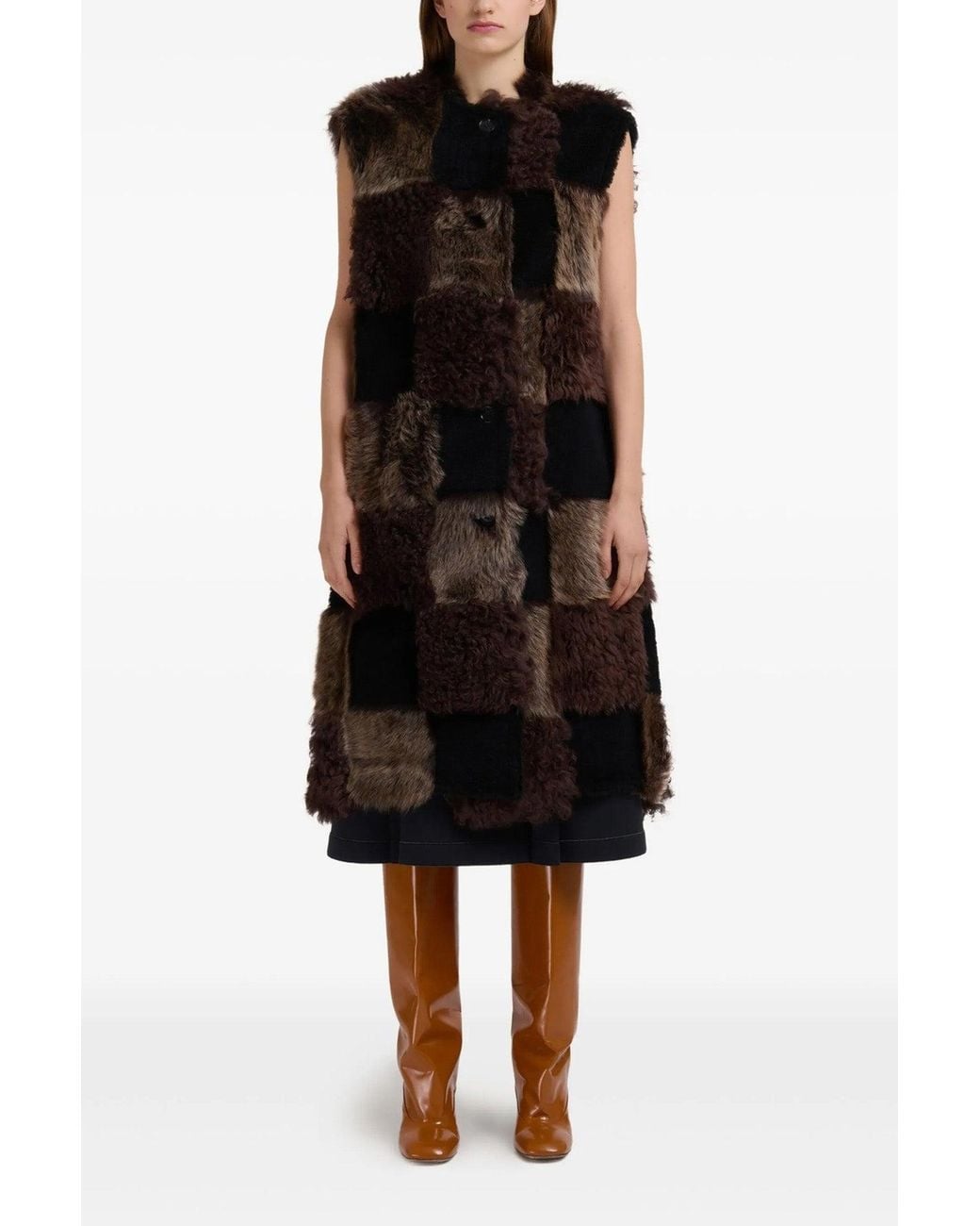Marni Brown 'Long Shearling' Waistcoat