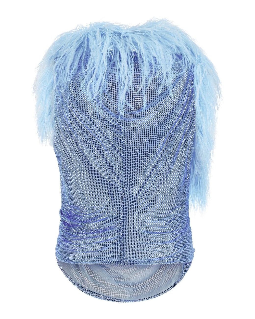 GIUSEPPE DI MORABITO Blue Mesh And Feather Top