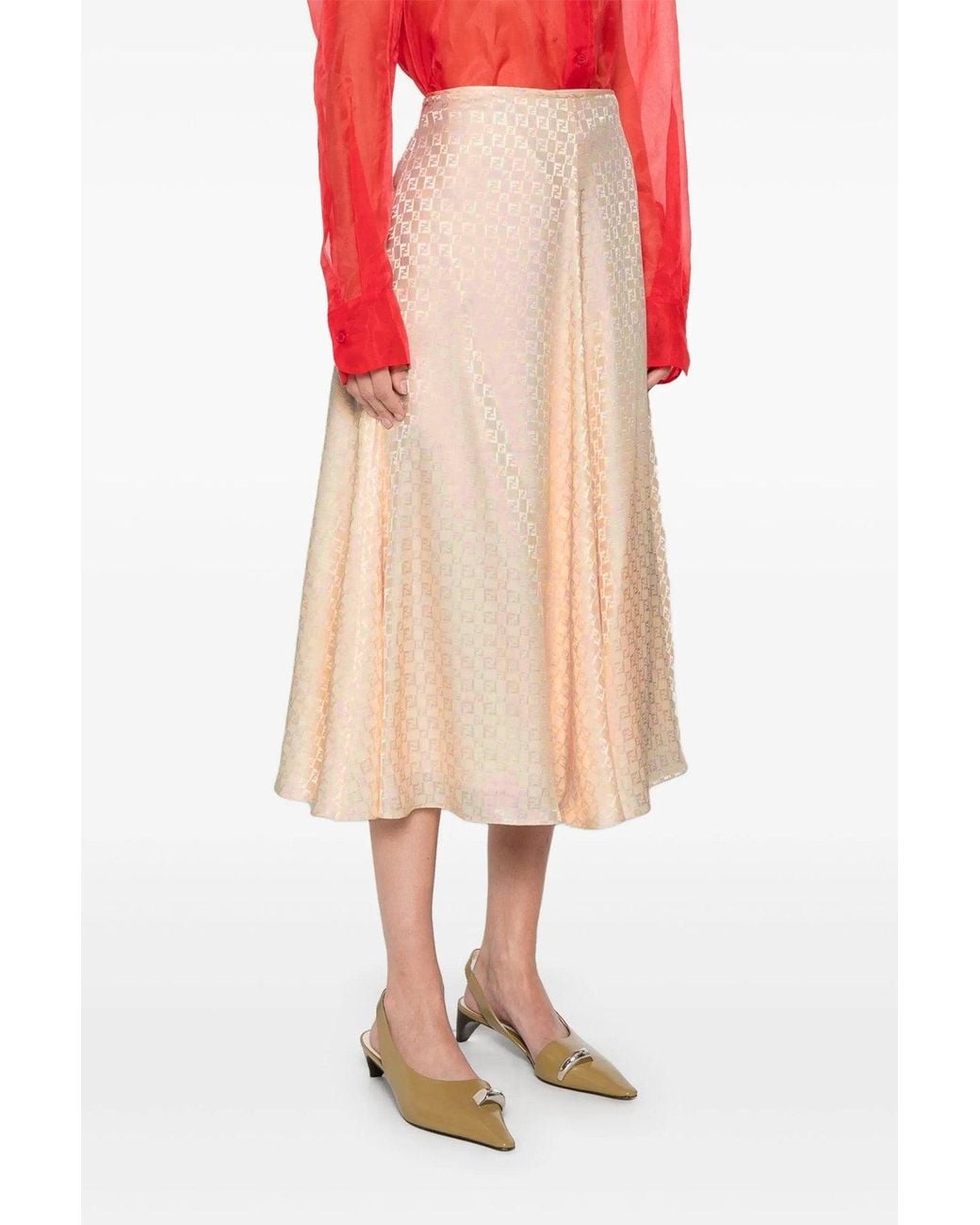 Fendi Natural Skirt 'Midi Ff Jacquard'