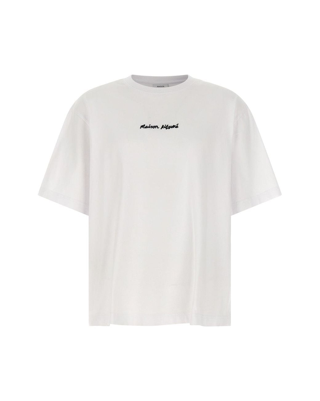 Maison Kitsuné White T-Shirt 'Logo Embroidery' for men