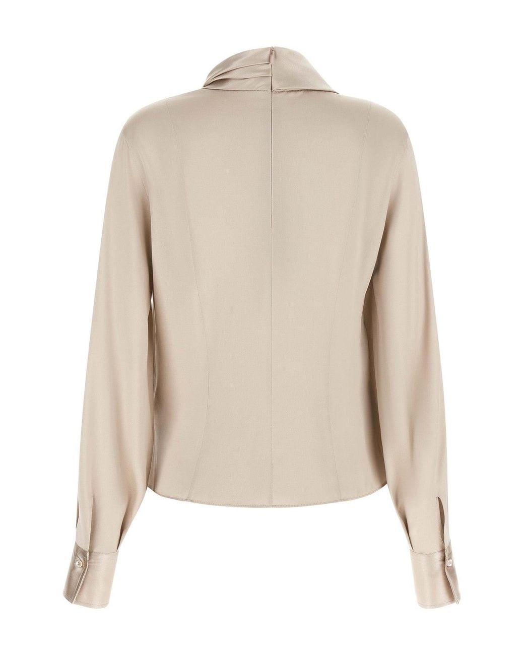 Brunello Cucinelli Natural Asymmetric Draped Blouse