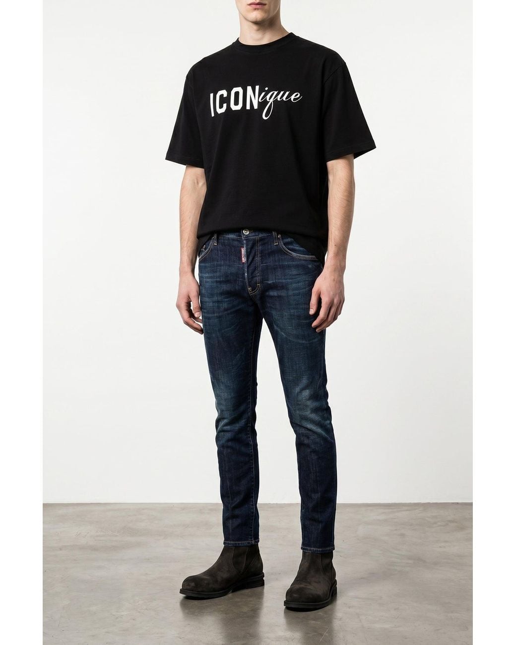 DSquared² Blue Jeans With Leather Logo Patch for men