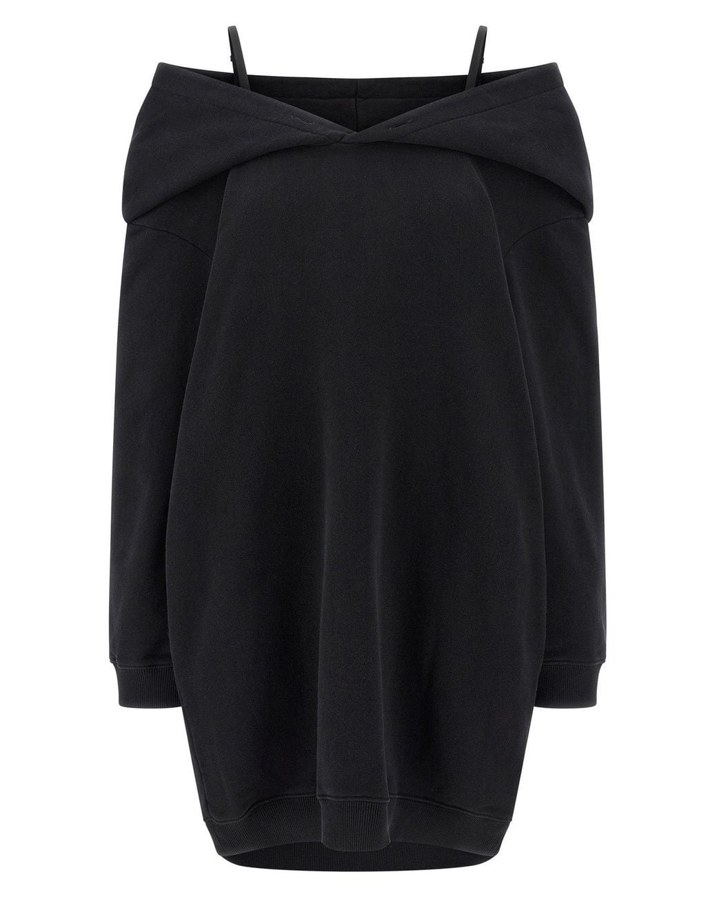 MM6 by Maison Margiela Black 'Off-Shoulder Hooded' Dress