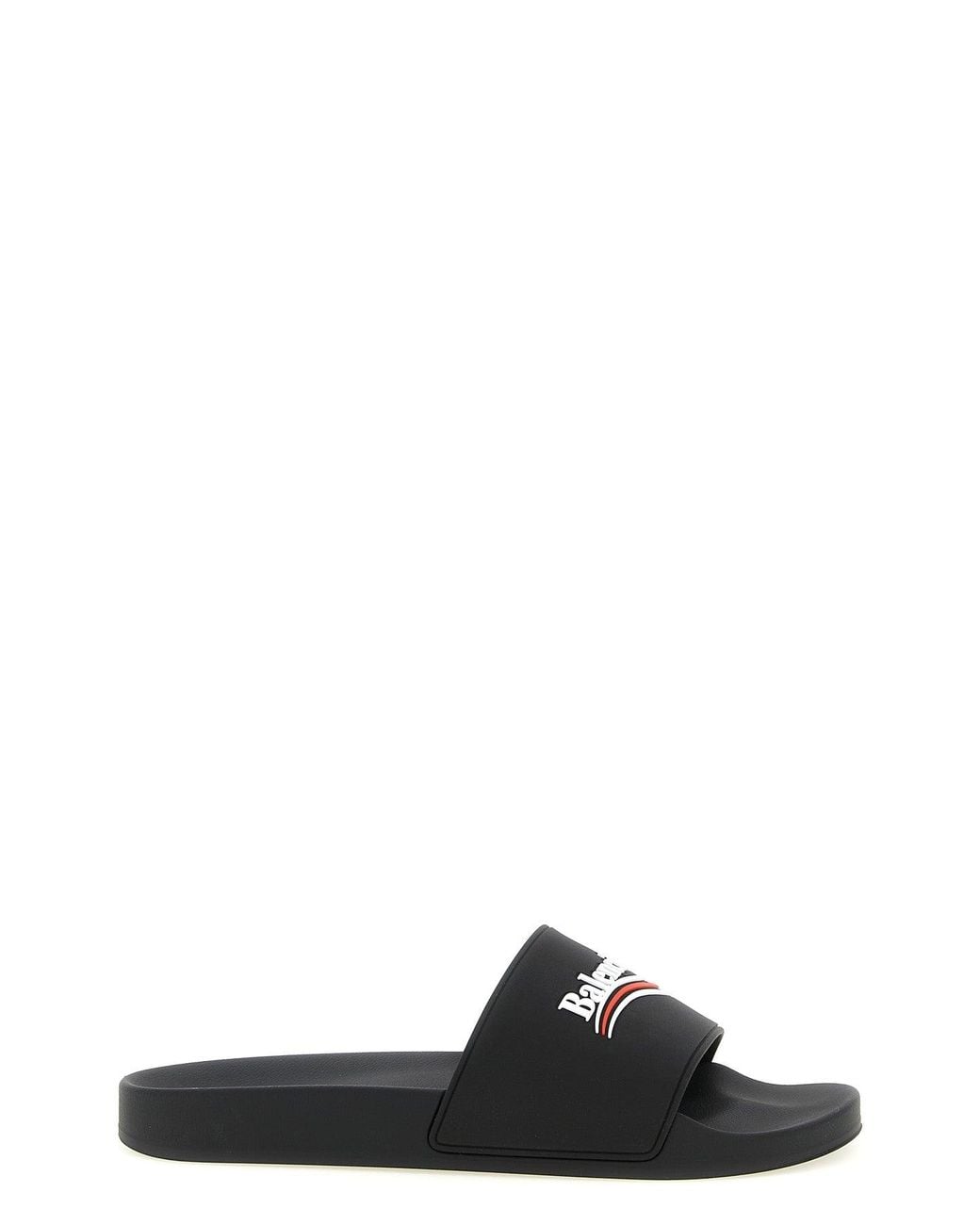 Balenciaga Black Pool' Slide Sandal With Contrasting Logo for men