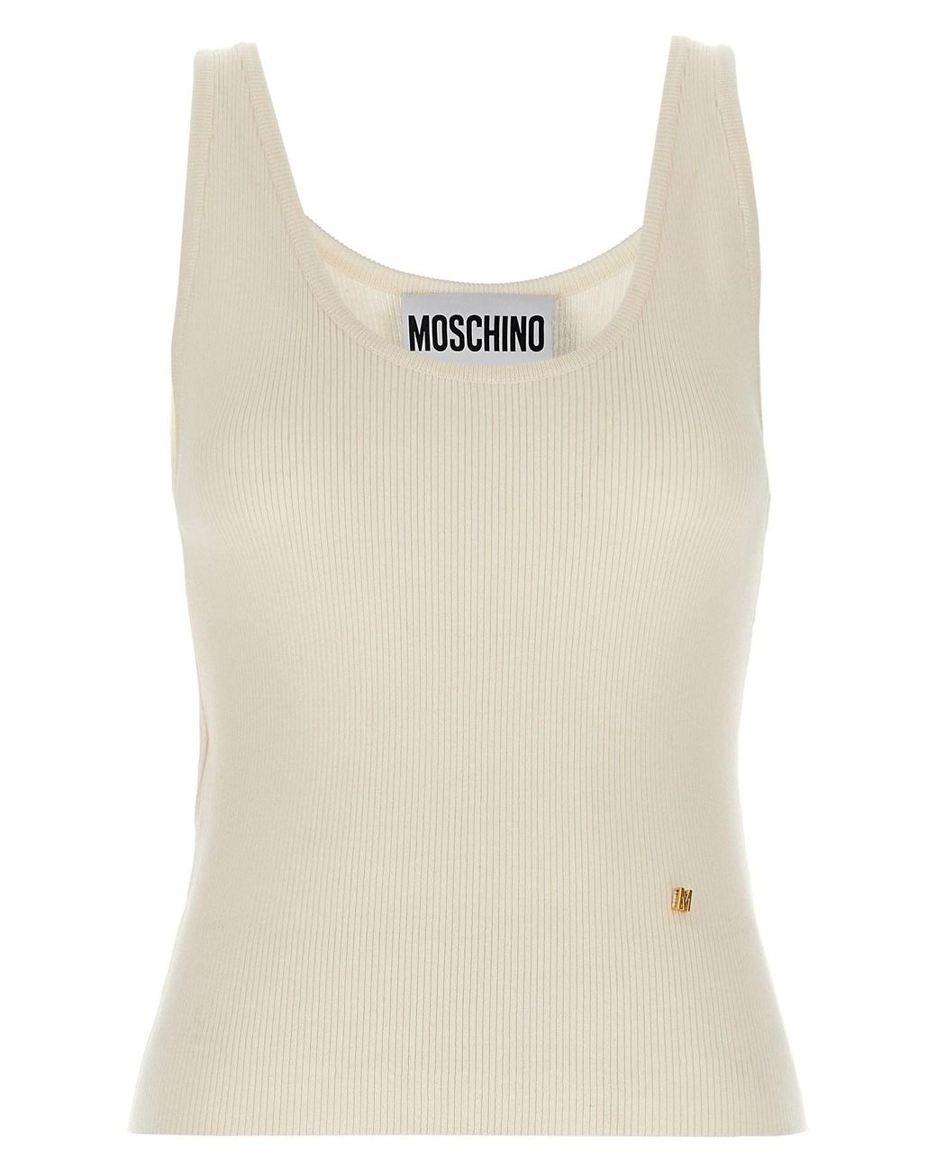 Moschino Natural Sleeveless Silk Blend Knit Top
