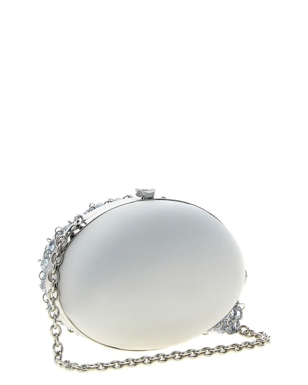 Self-Portrait Gray Self-Portrait Oval Clutch With Crystal Mesh