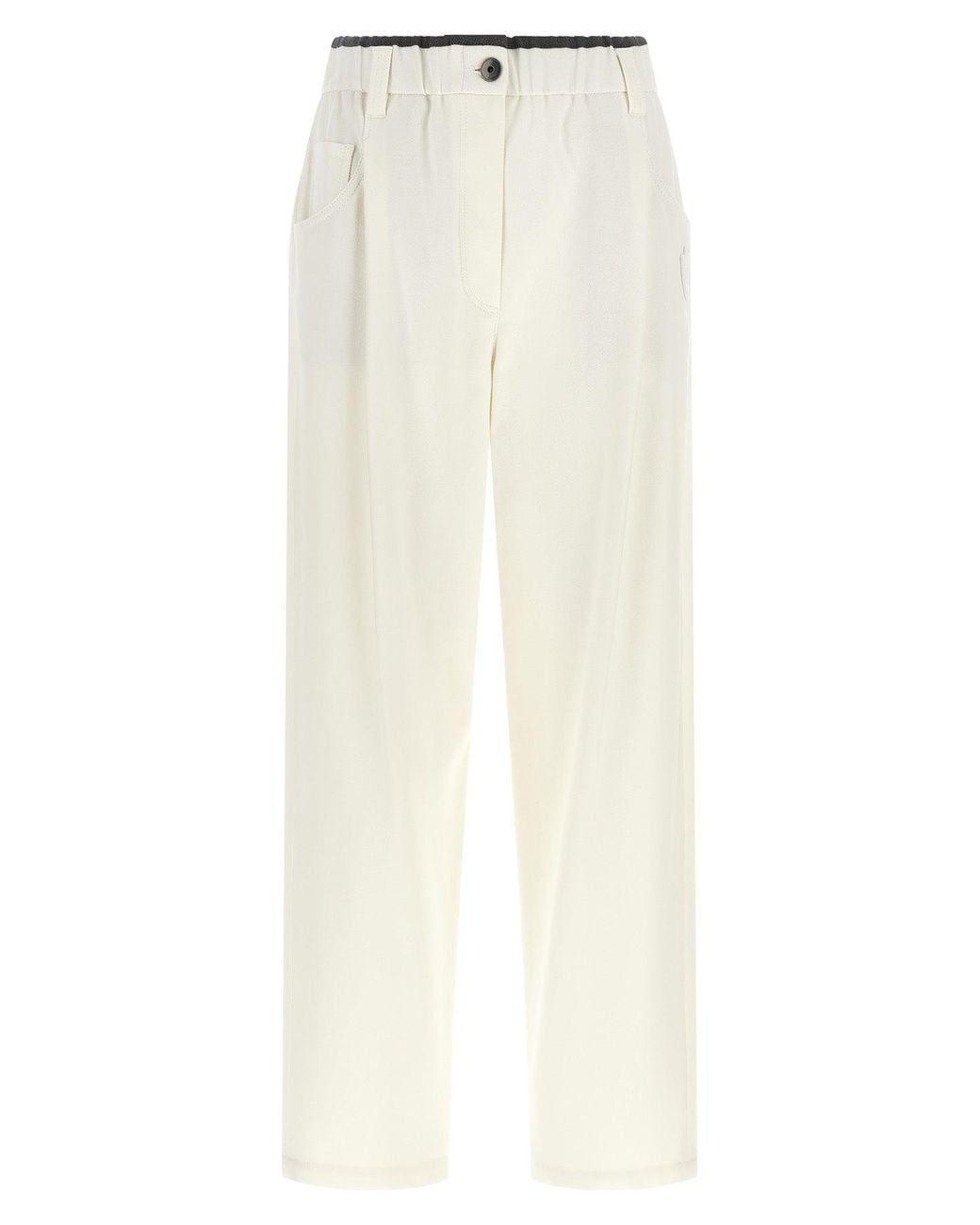 Brunello Cucinelli White Cotton Trousers
