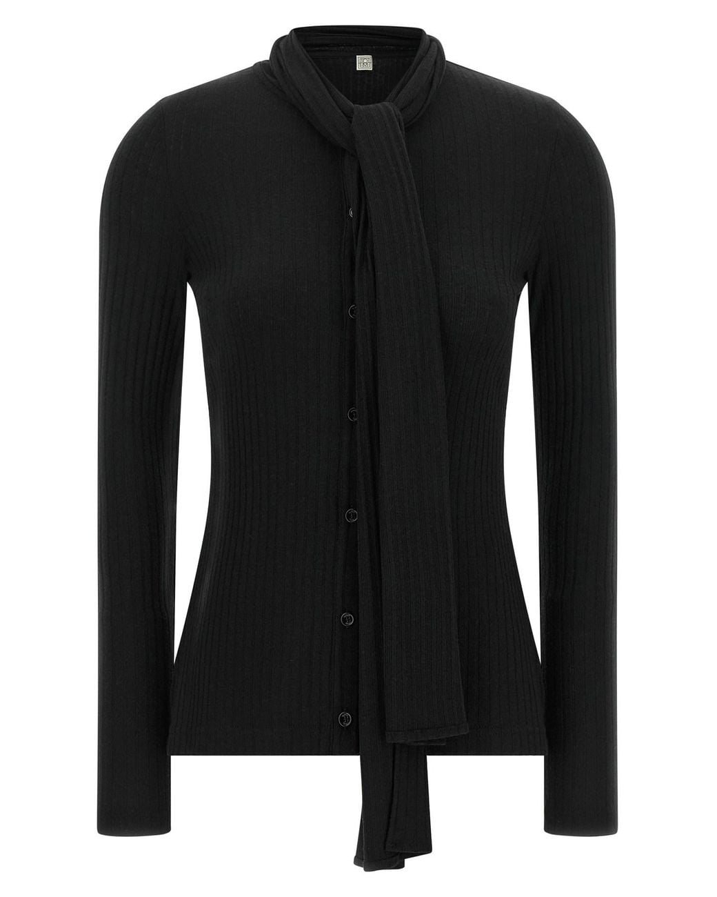 Totême Black Lavallière Neck Cardigan