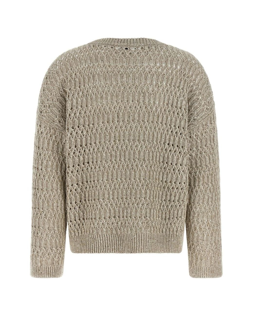 Brunello Cucinelli Gray Pullover 'Dazzling Braids'