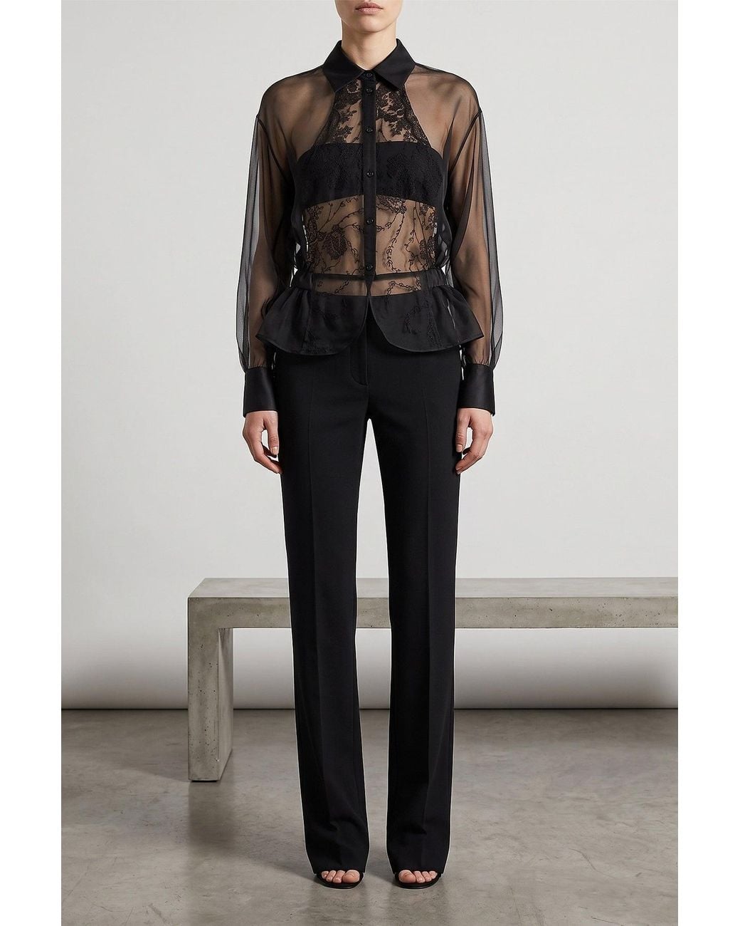 Ermanno Scervino Black Silk And Lace Blouse