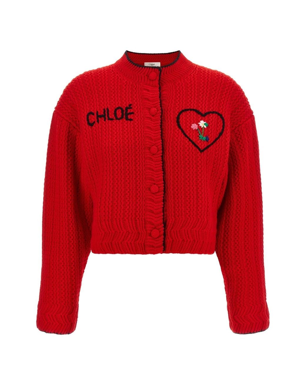 Chloé Embroidered Knit Cardigan