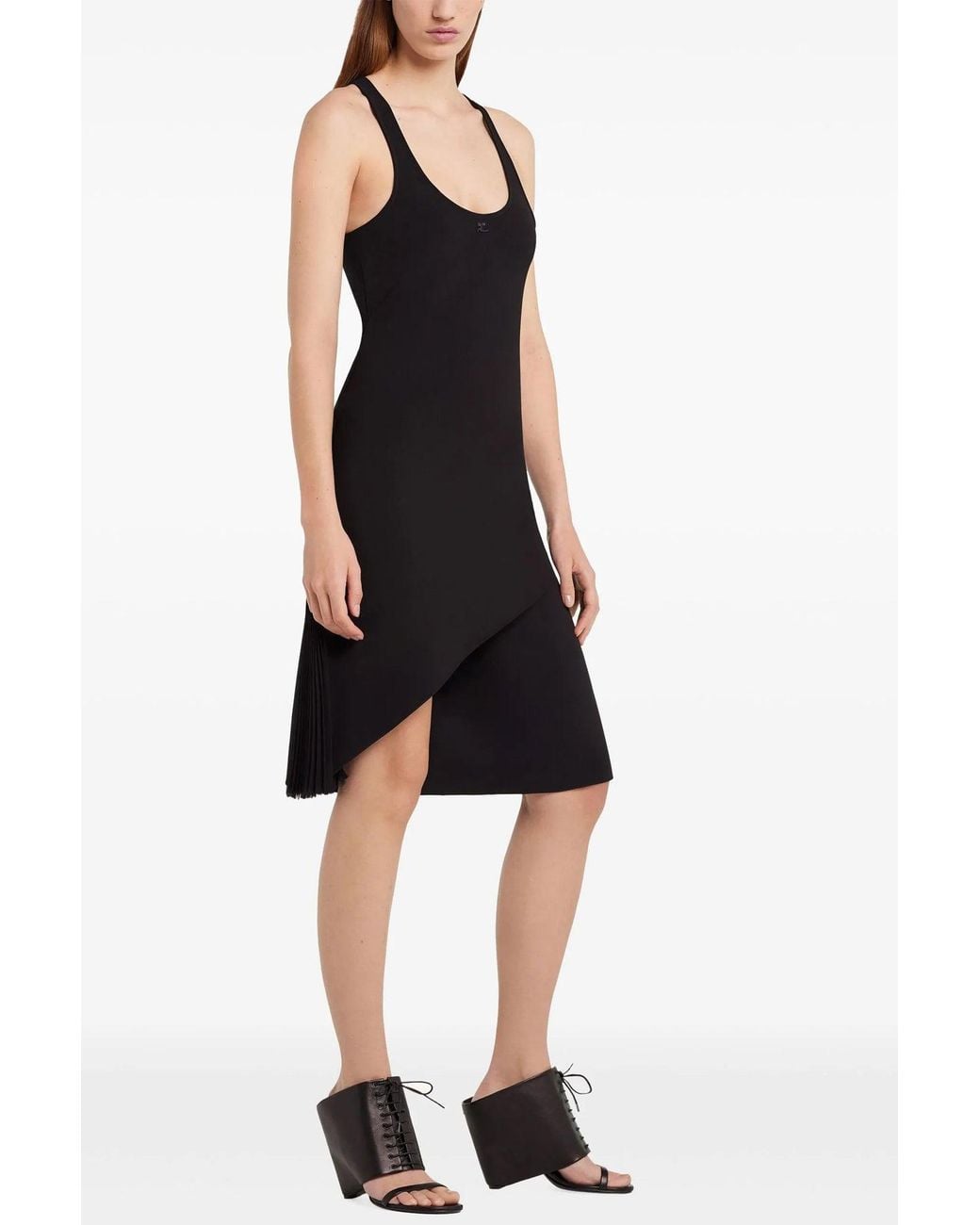 Courreges Black Dress 'Infinity Pleats Crepe A-Line Dress'