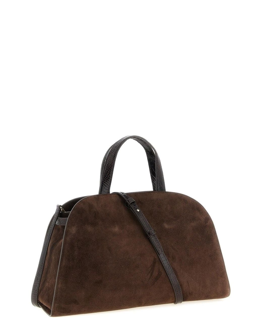 Tory Burch Brown Romy Suede Bauletto Bag With Knotted Belt Detail