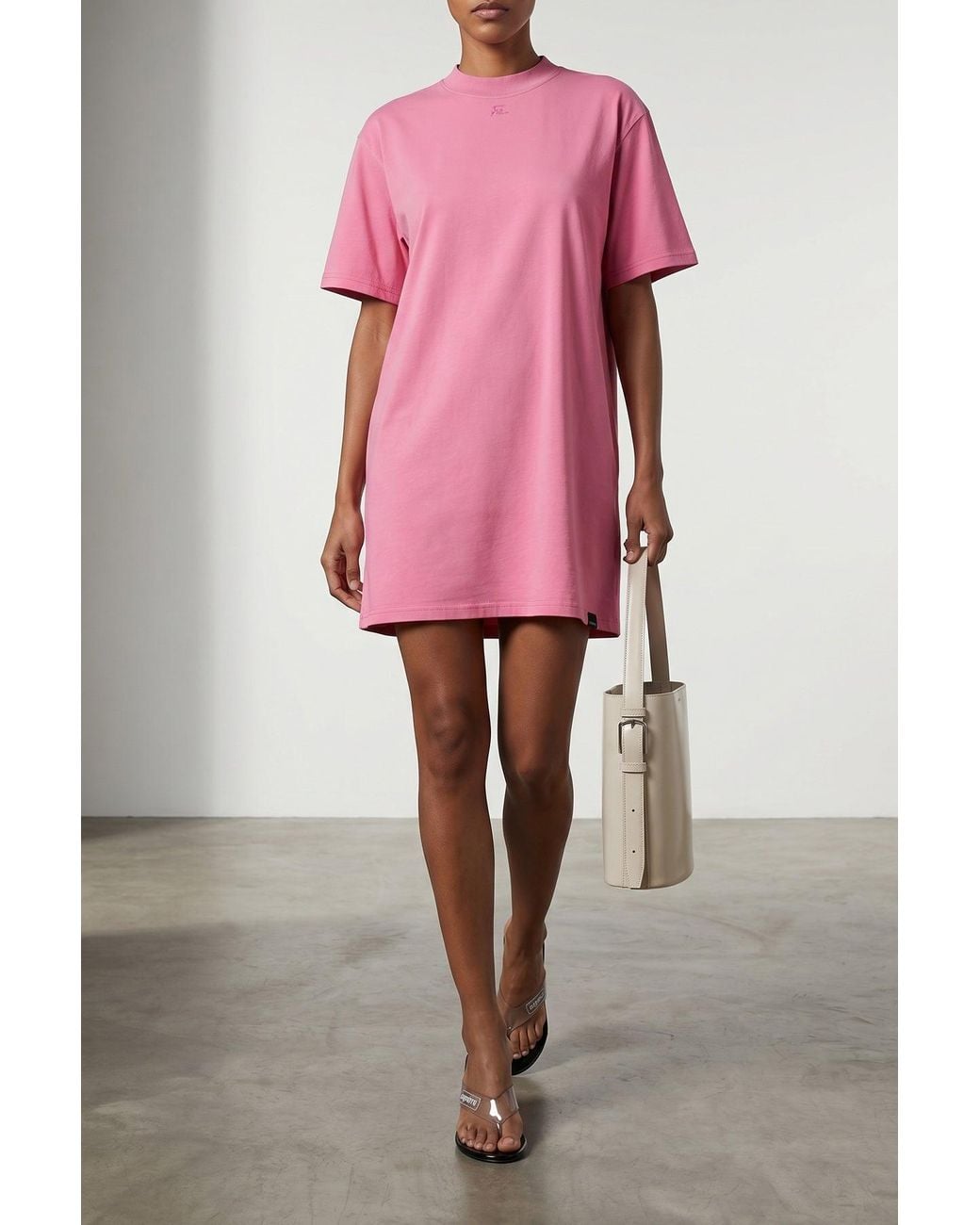 Courreges Pink Courrèges T-Shirt Dress With Embroidered Logo