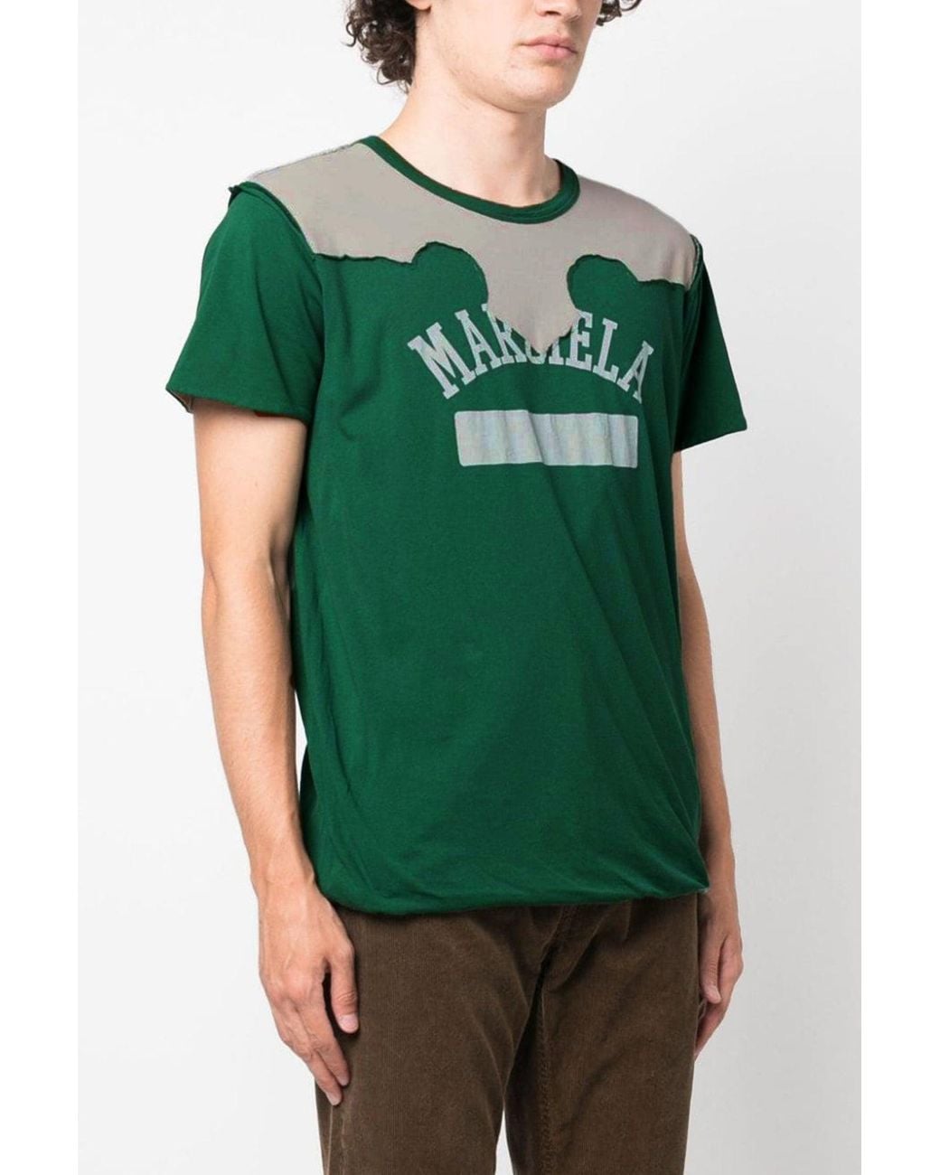 Maison Margiela Green T-Shirt 'Western Patchwork' for men