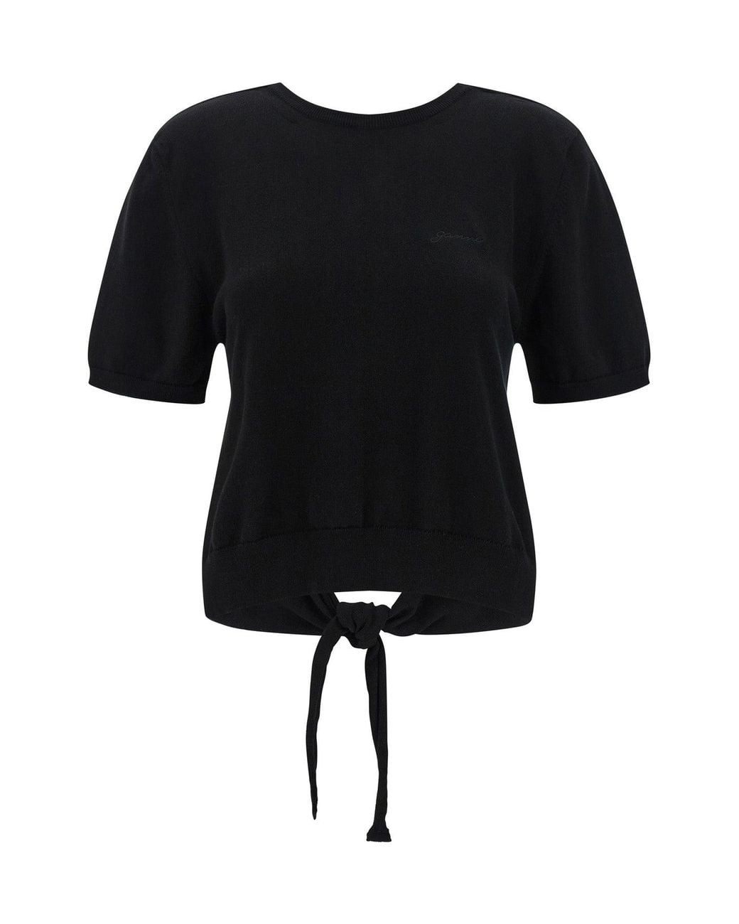 Ganni Black Knit Top With Open Back Detail