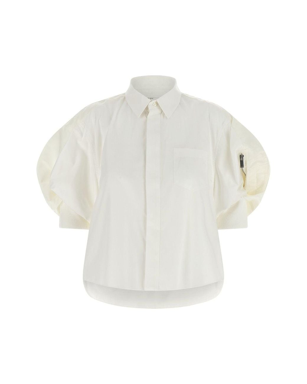 Sacai White Shirt With Zip Sleeve Pocket