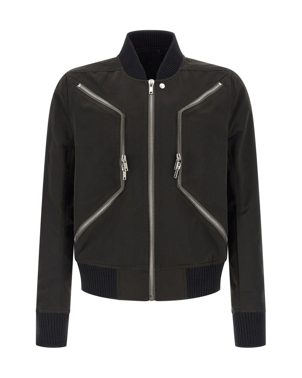 Rick Owens Black Bomber With Diagonal Zips for men