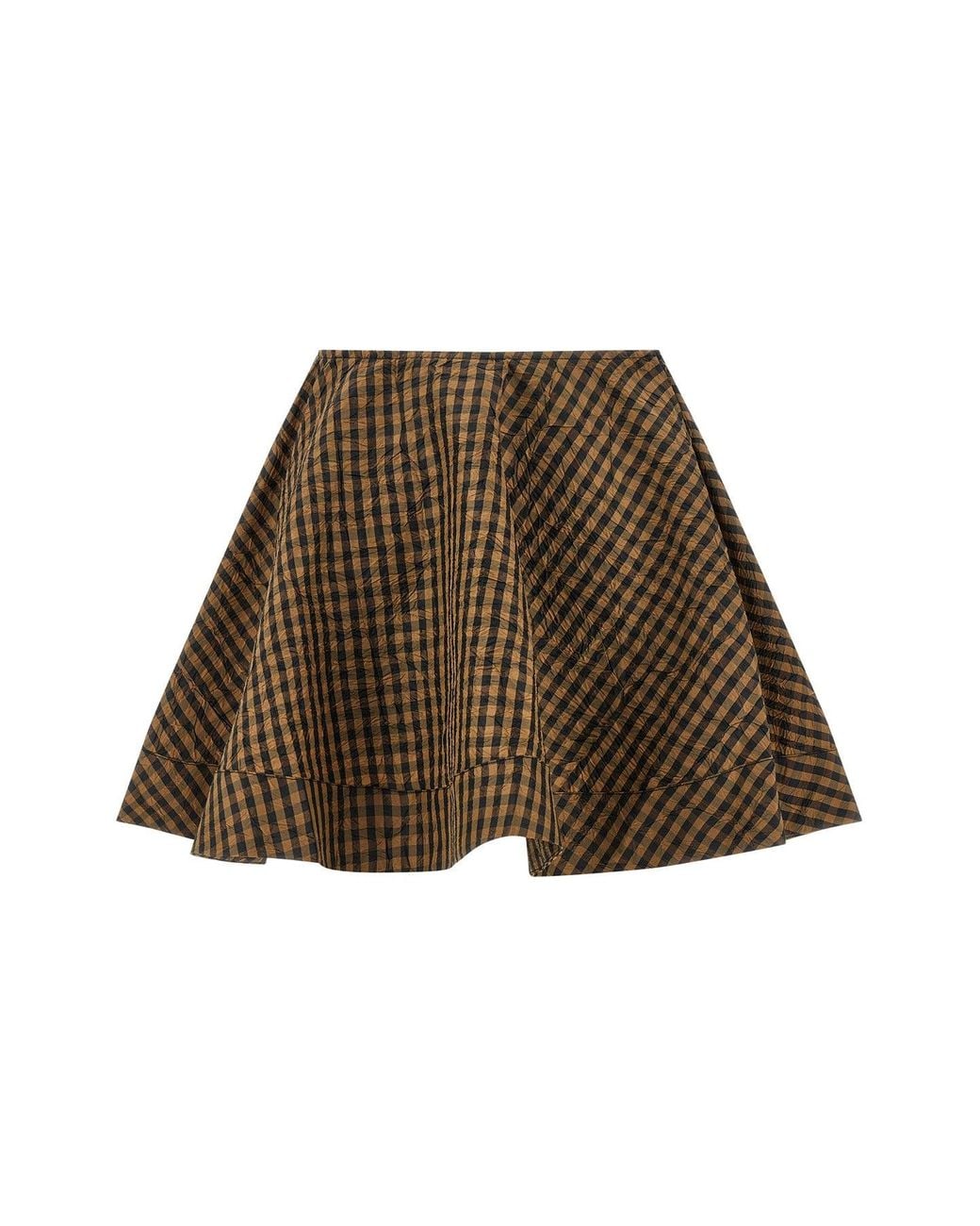 Ganni Brown Crinkled Texture Flared Skirt