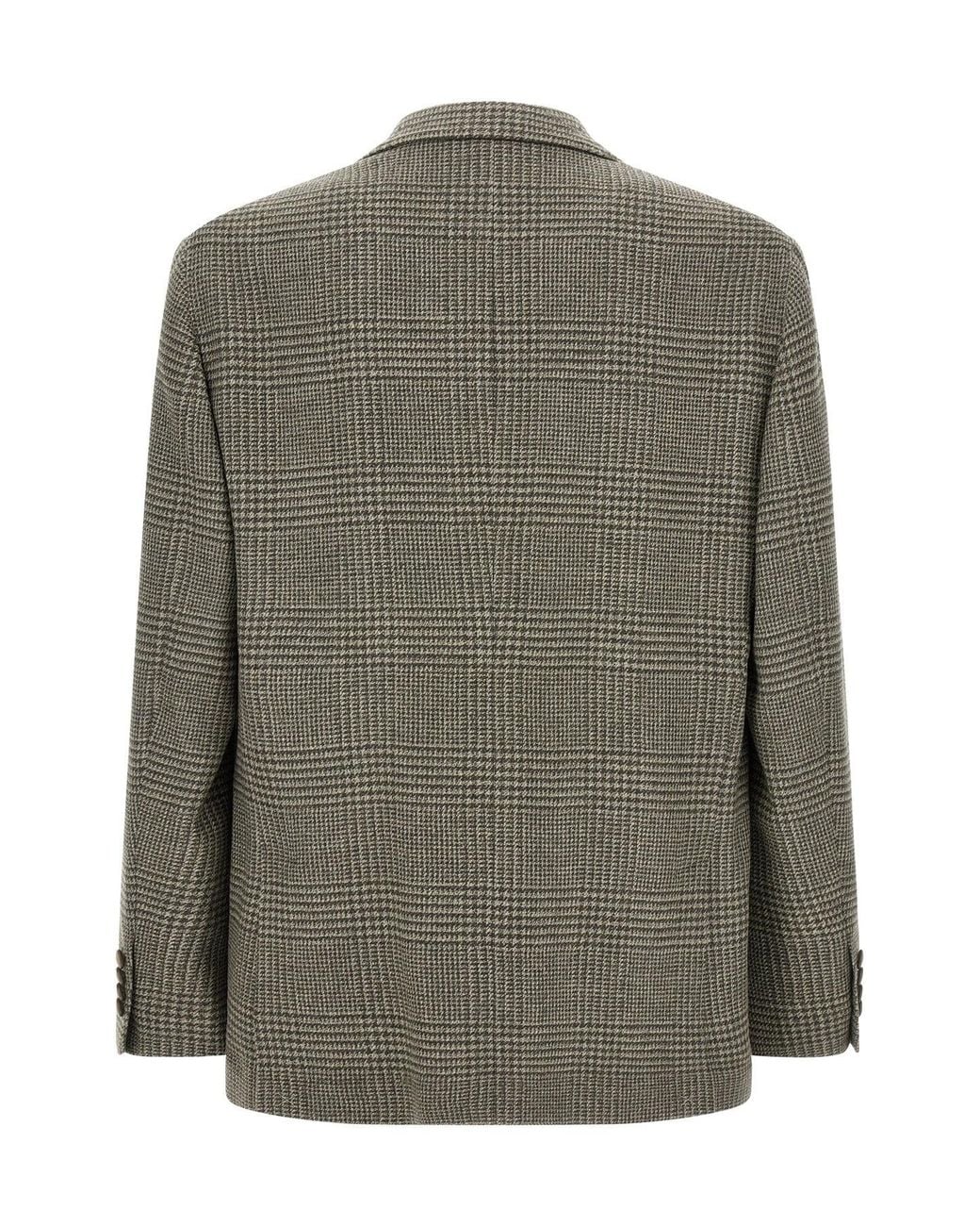 Brunello Cucinelli Green Prince Of Wales Blazer for men