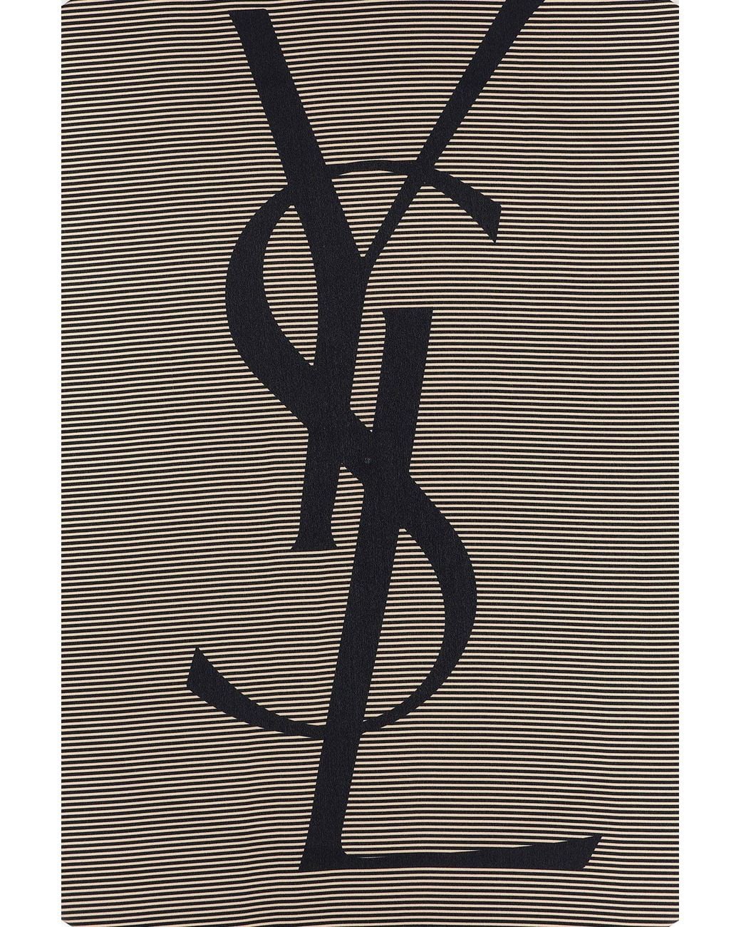 Saint Laurent Gray Silk Scarf With Cassandre Logo