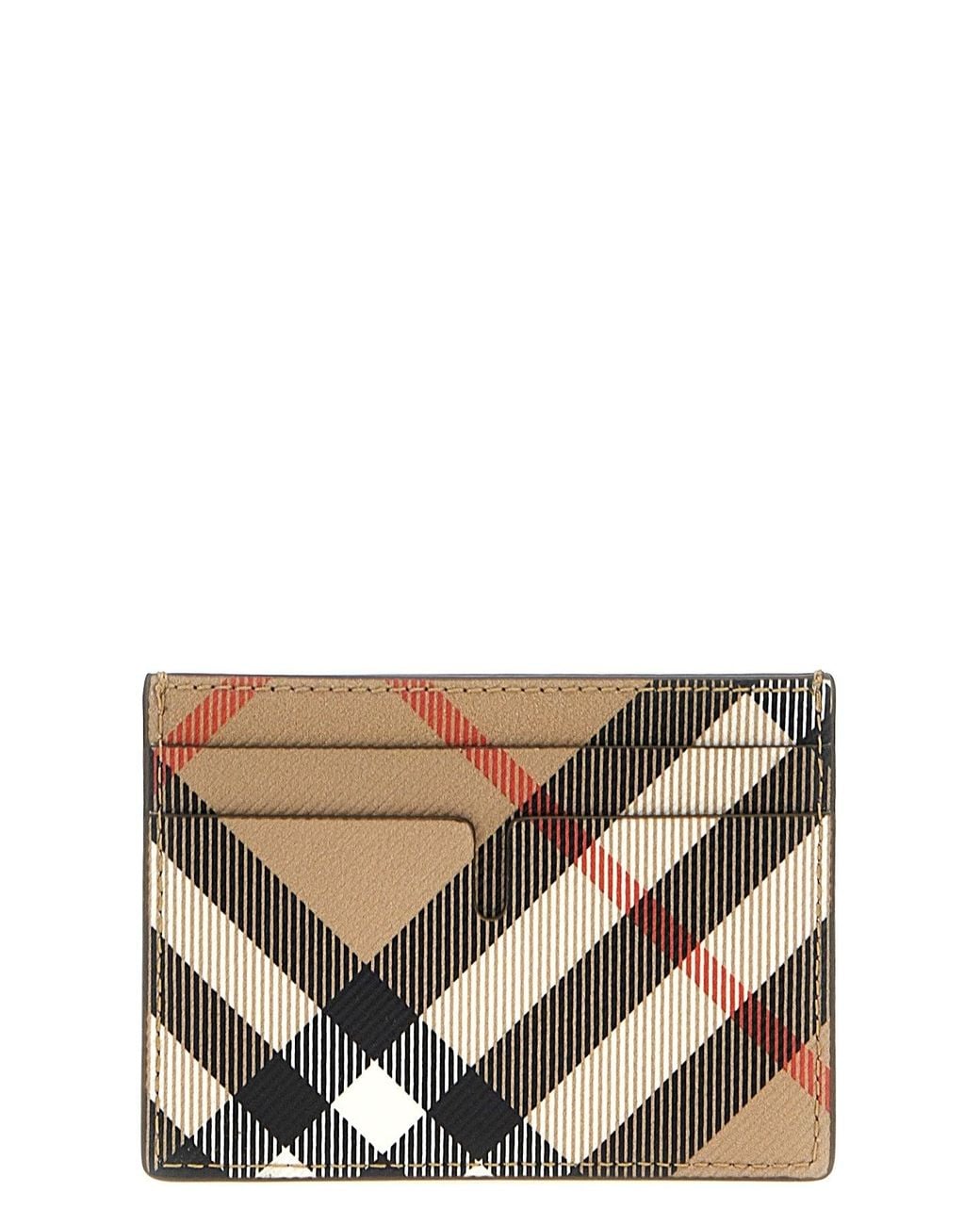 Burberry Natural Cardholder With Diagonal Check Pattern for men