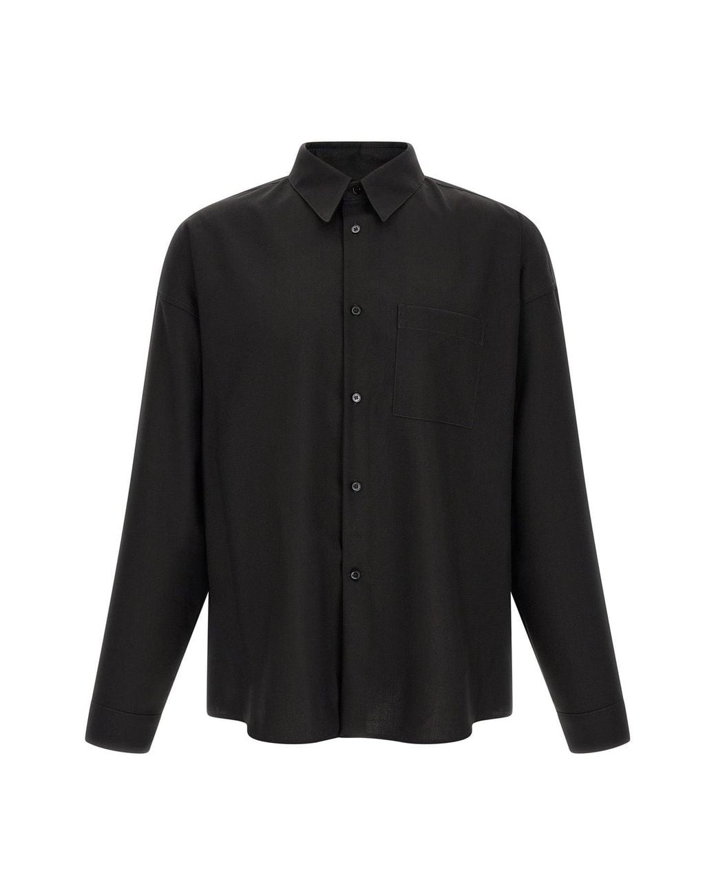 Marni Black Wool Shirt With Patch Pocket for men
