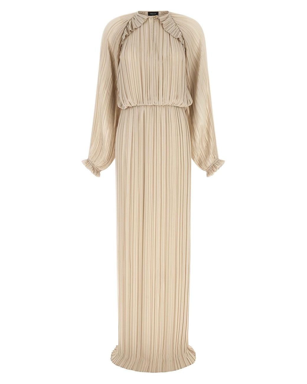 Fabiana Filippi Natural Long Pleated Dress