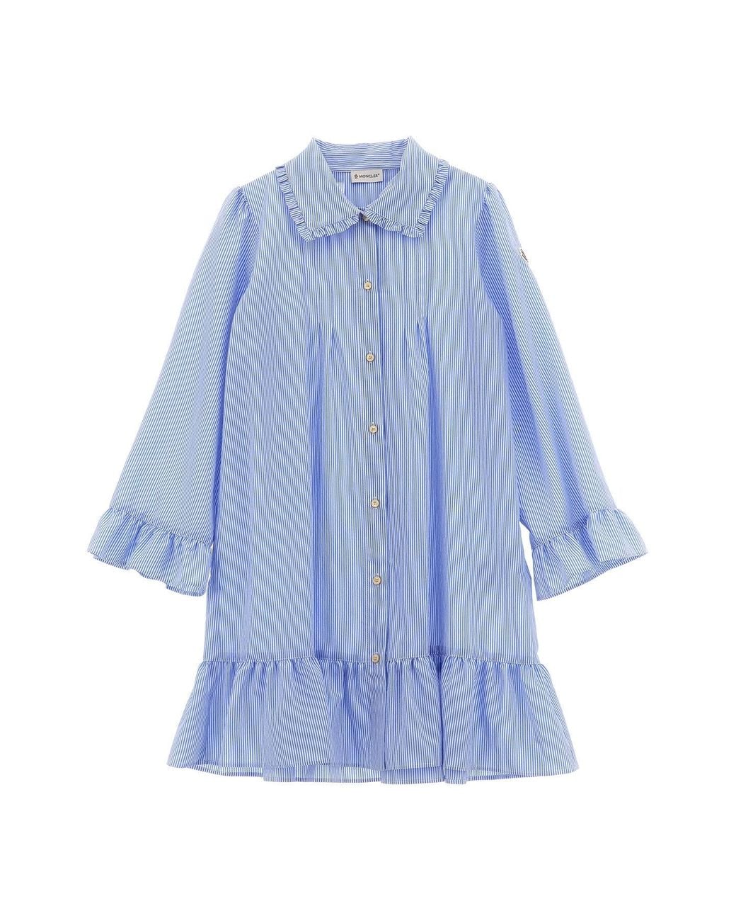 Moncler Blue Dress With Ruffled Details