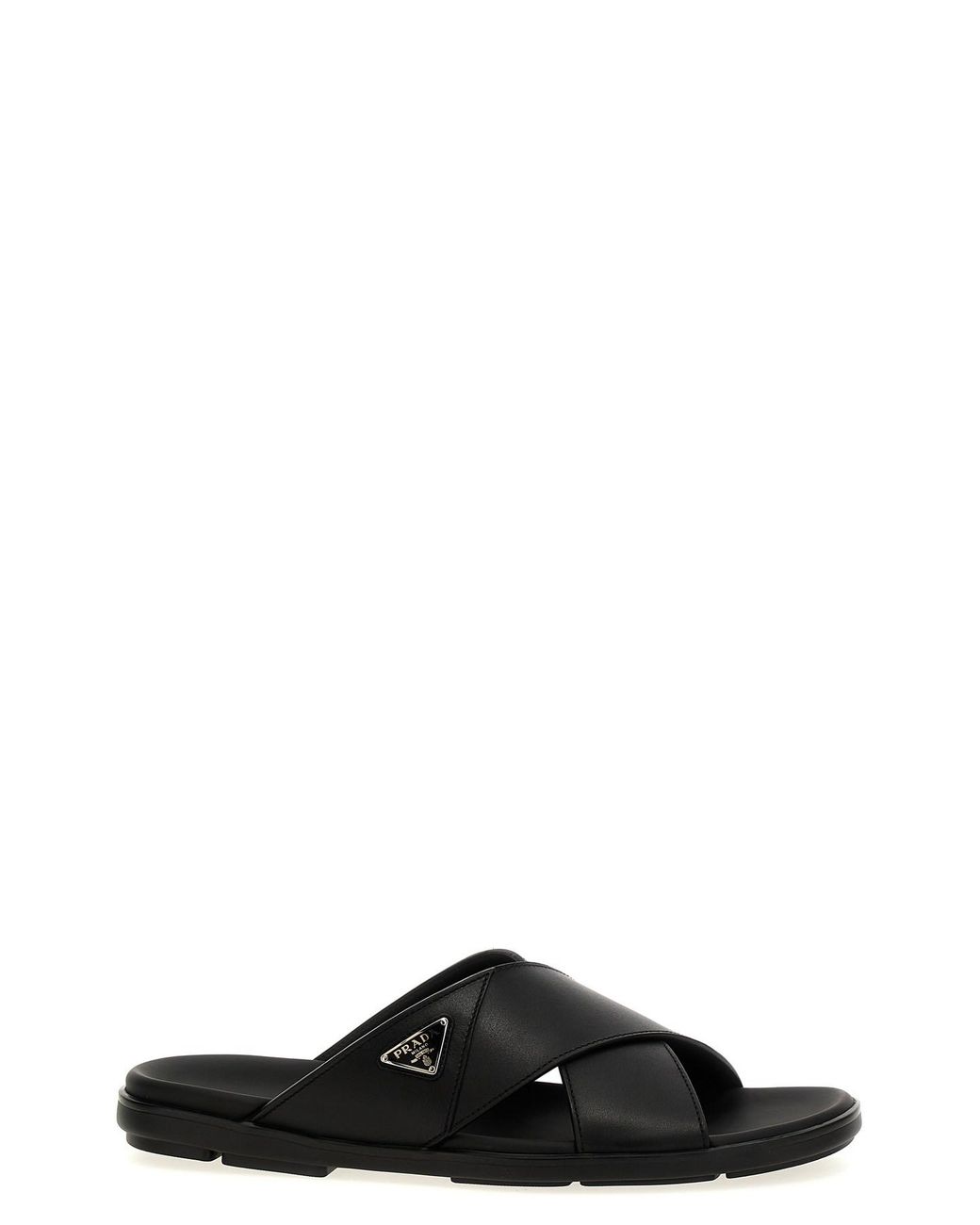 Prada Sandalen Mit Logo in Black für Herren