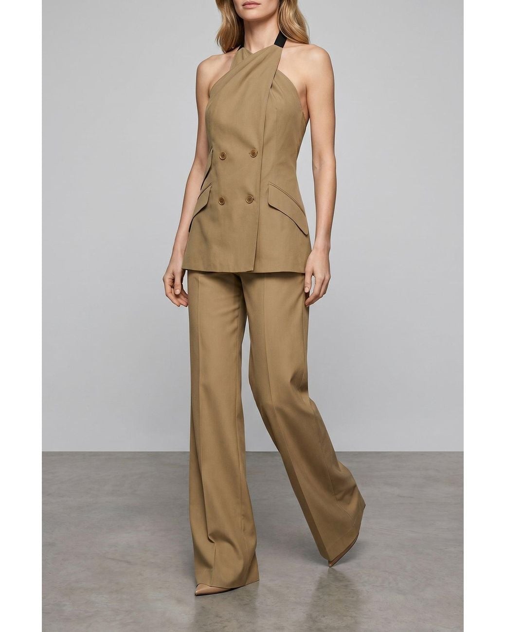 Max Mara Natural Tailored Vest With Halter Neckline