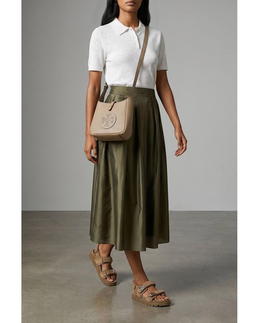 Tory Burch White Pointelle Knit Polo
