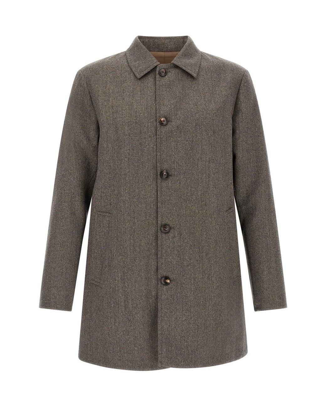 Pal Zileri Gray Reversible Pure Wool Mac for men