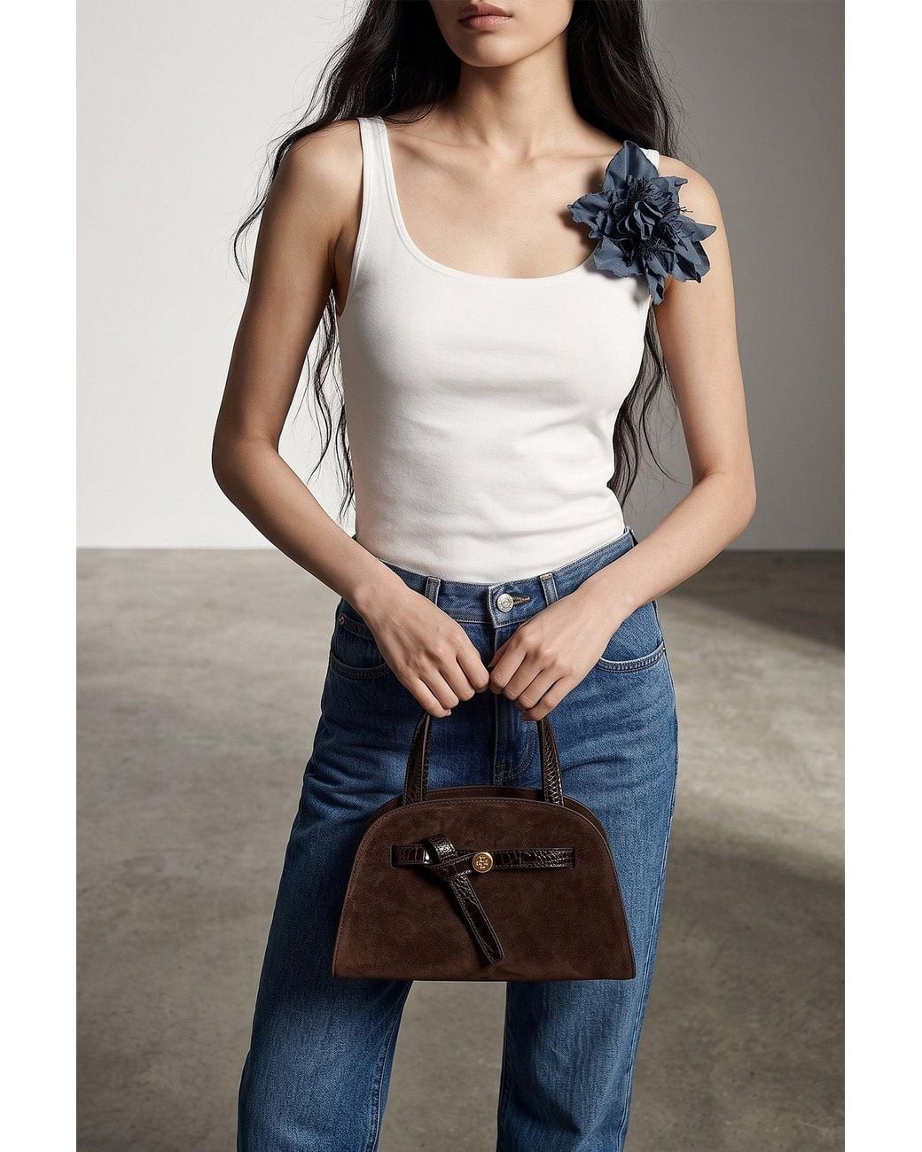 Tory Burch Brown Romy Small Bauletto Handbag