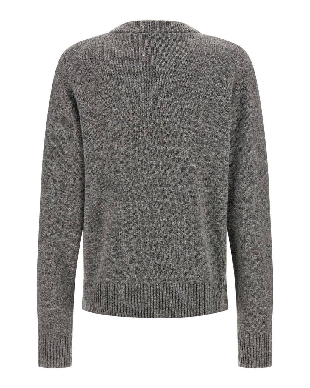 Ganni Gray Intarsia-Knit Sweater