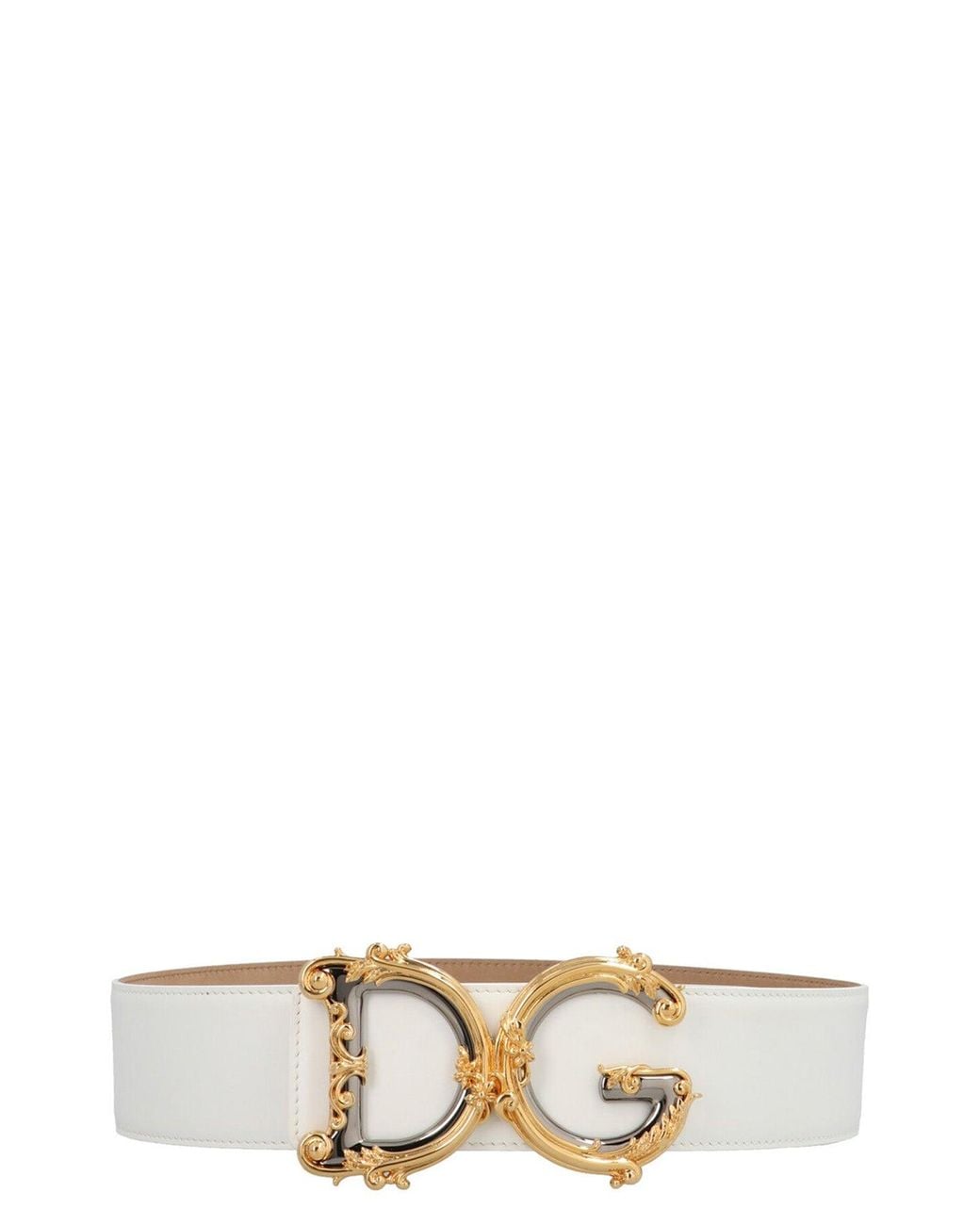 Dolce & Gabbana White 'Dg Barocco' Belt