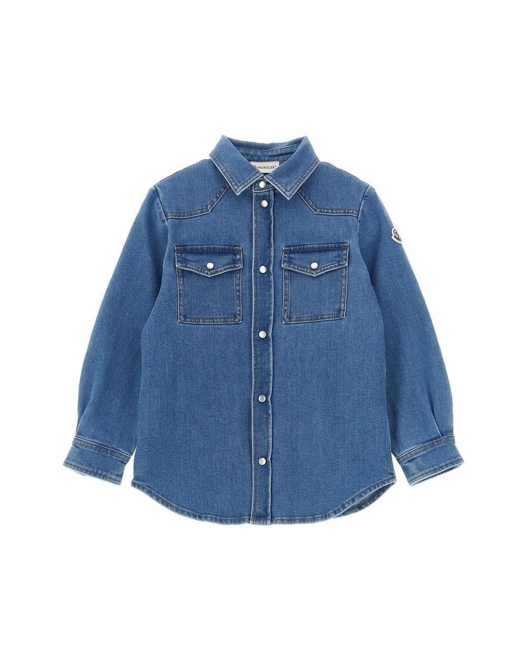 Moncler Blue Denim Shirt With Western Yoke for men