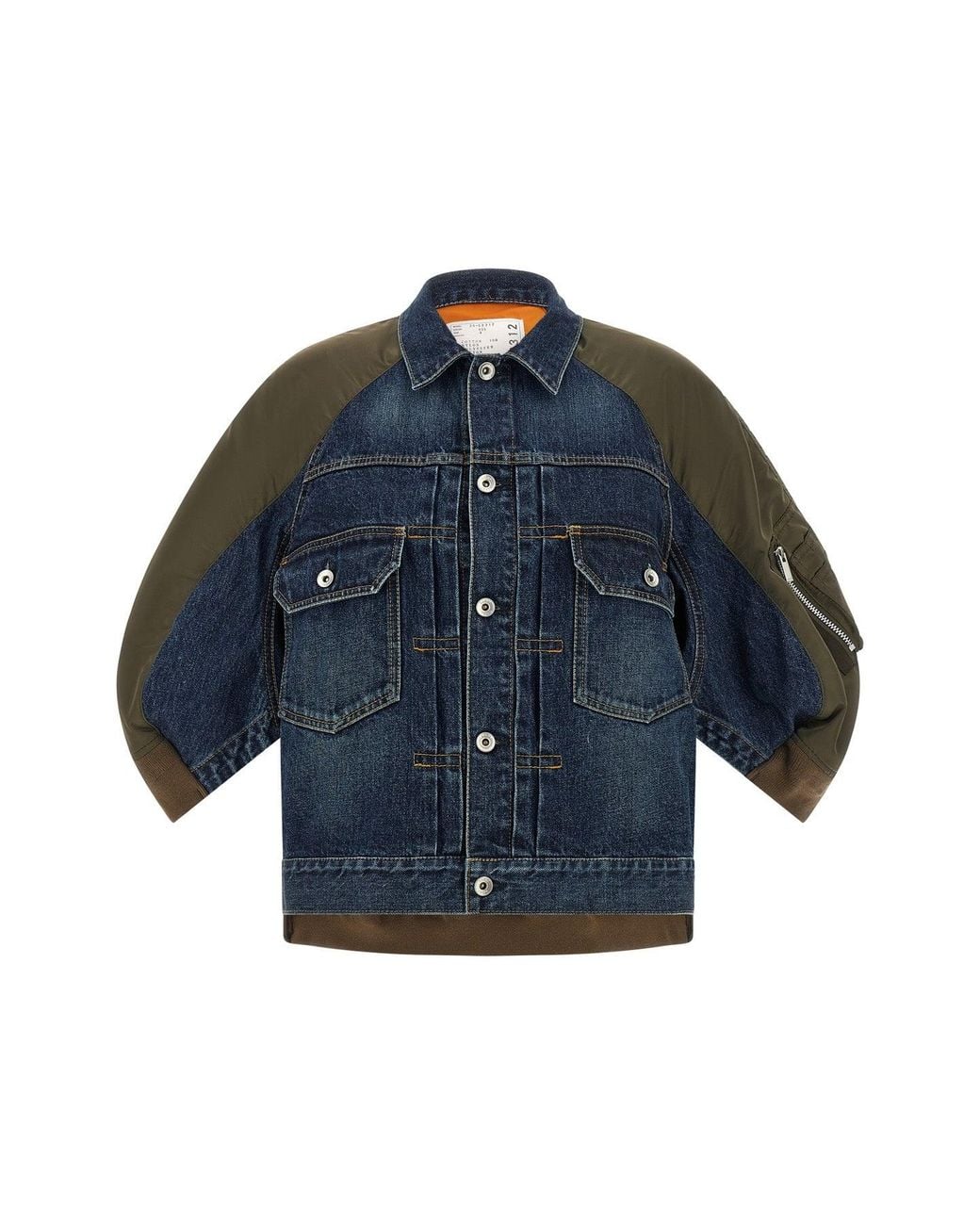 Sacai Blue Hybrid Jacket With Spliced Denim Construction
