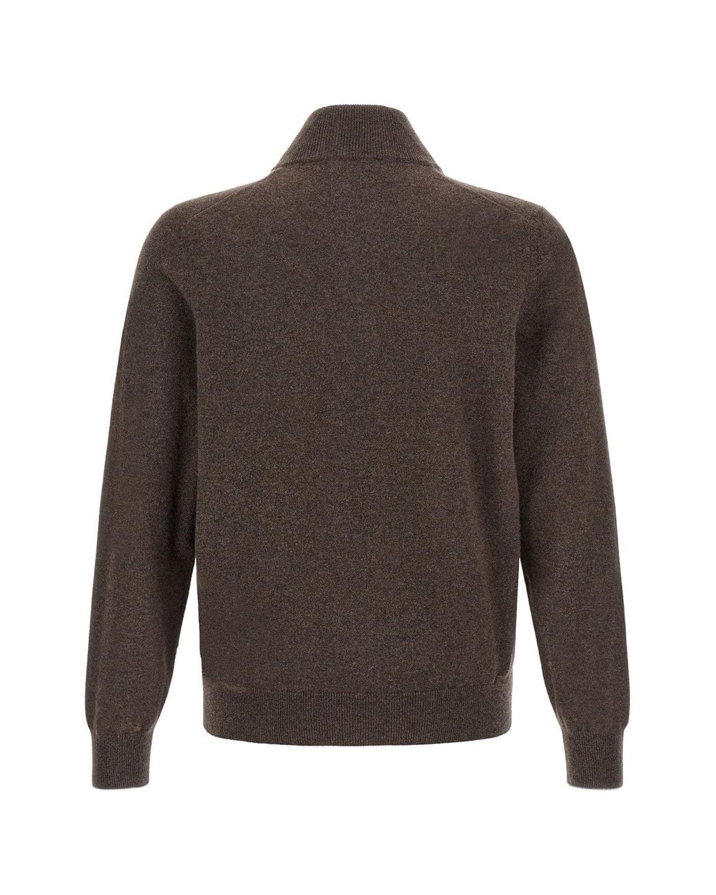 Brunello Cucinelli Brown Half-Zip Cashmere Sweater for men