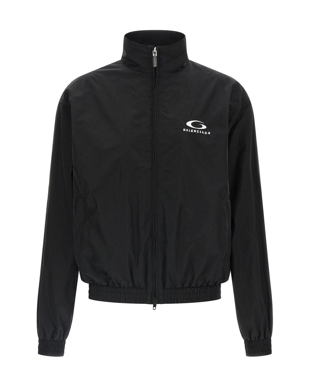 Balenciaga Black Track Jacket With Embroidered Logo
