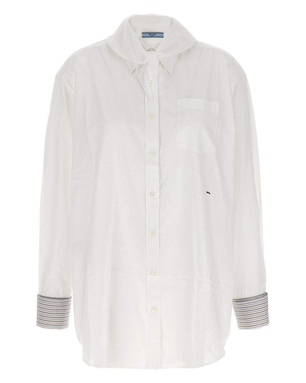 Prada White Contrast Cuffs Shirt