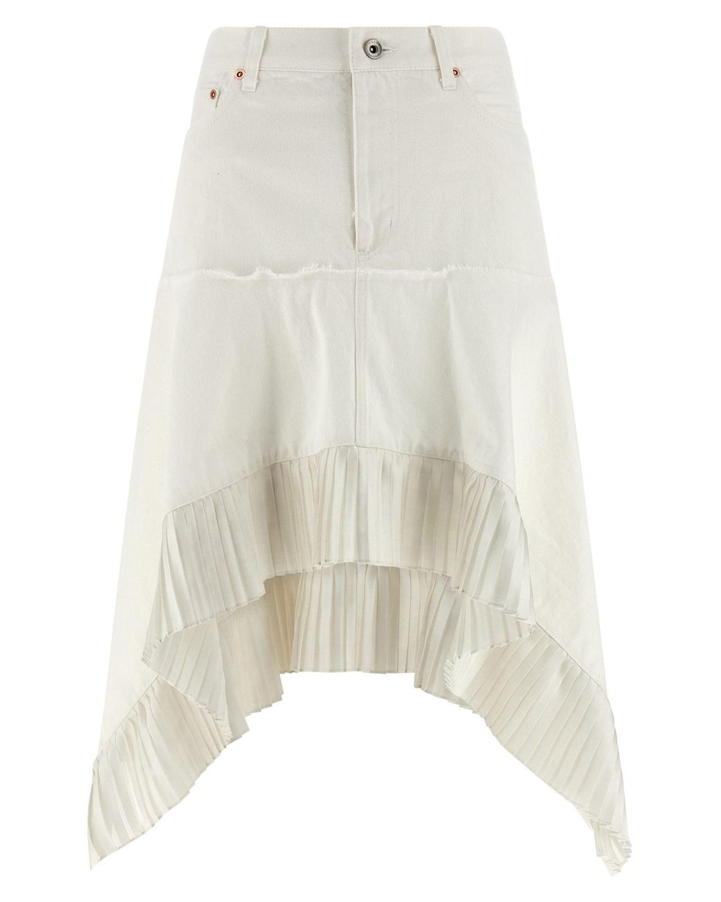 Sacai White Satin Denim Skirt